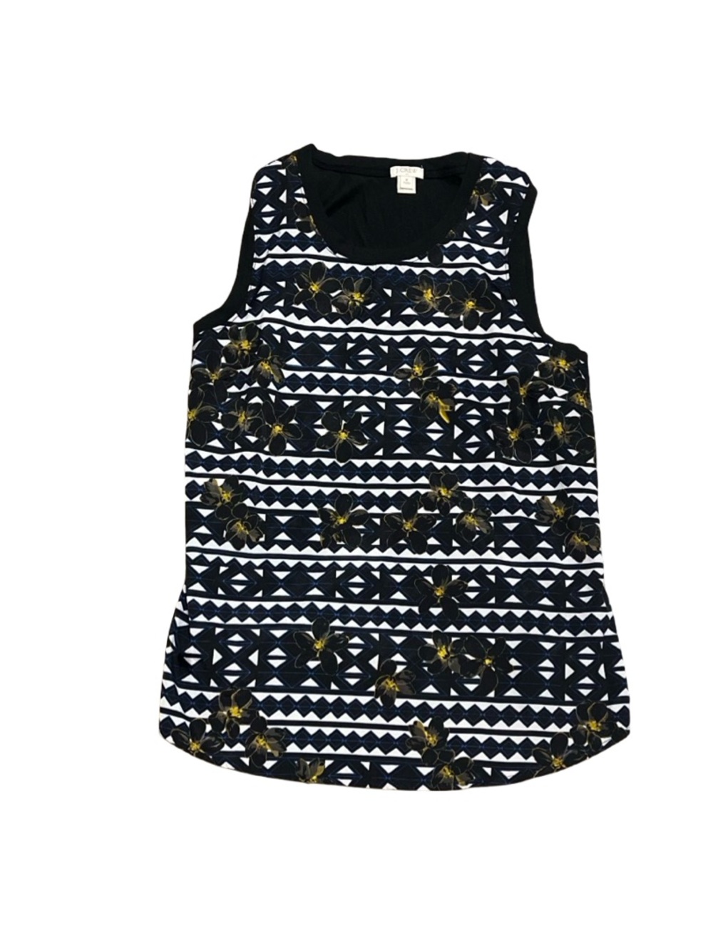 J. Crew Factory Black & White Geometric Floral Tank